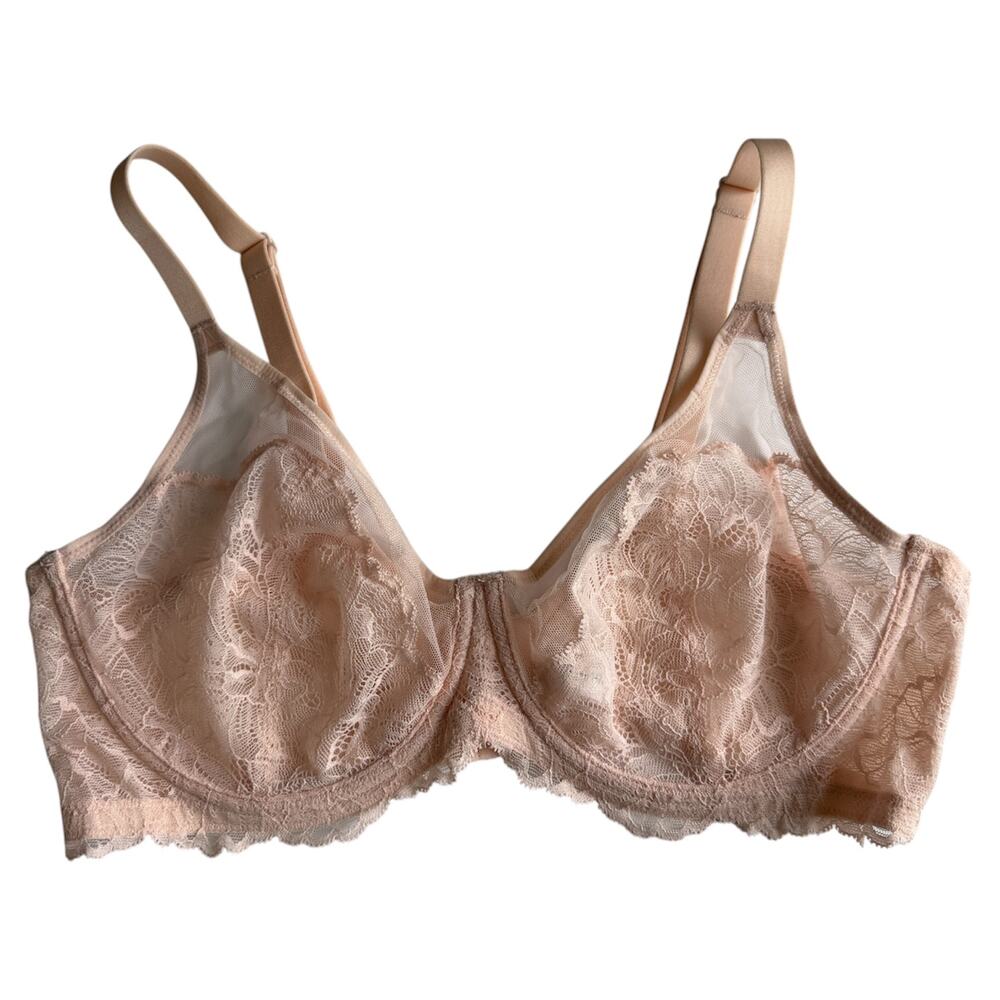 HSIA Lace Sheer Light Beige Underwire Unlined Supportive Bra Size 34D